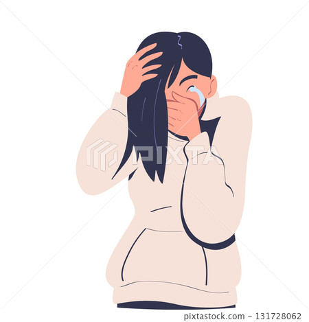 Woman Character Crying from Grief and Despair Vector Illustration 131728062