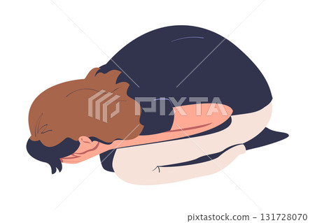 Woman Character Crying from Grief and Despair Vector Illustration 131728070