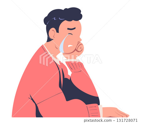 Man Character Crying from Grief and Despair Vector Illustration 131728071