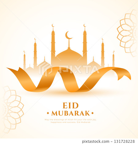 elegant eid mubarak wishes card for ribbon design 131728228