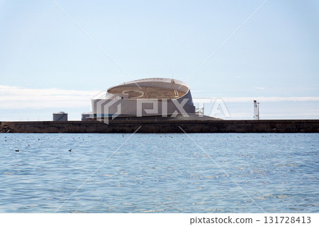 Porto Leixoes Cruise Terminal passenger ship facility, Matoshinos, Portugal, sunny summer day 131728413