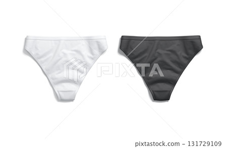 Blank black and white women bikini underwear mockup, top back 131729109