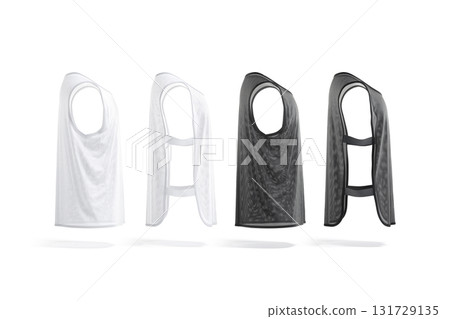 Blank black and white football team practice vest mockup set 131729135
