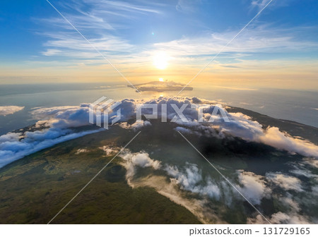 Panorama of Pico Island at Sunset. Faial Island, Azores. Portugal. Aerial View 131729165