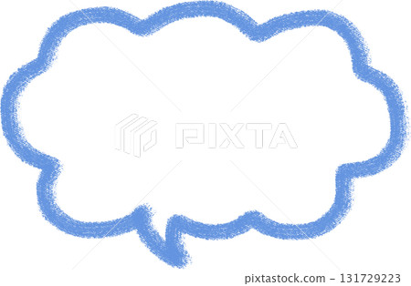 Crayon-style light blue cloud-shaped speech bubble Crayon-style light blue cloud-shaped speech bubble 131729223