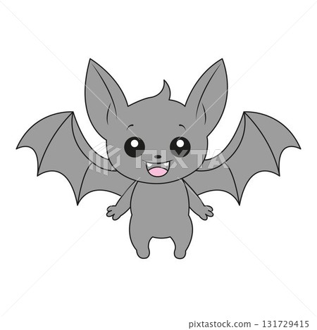 Cute smiling grey cartoon bat character. Cute smiling grey cartoon bat character. 131729415