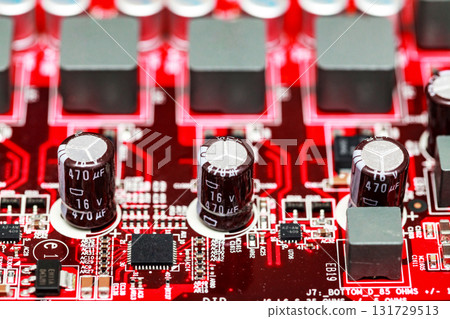 Closeup shot of modern motherboard or videocard 131729513