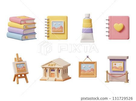 3D Icons Illustrating Art Education and Creative Pursuits 3d icon creativity isolated on a transparent background 131729526