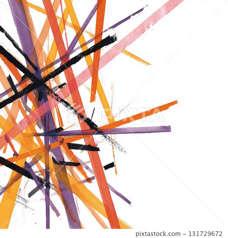 Abstract art with hand-drawn colorful lines intersecting 131729672