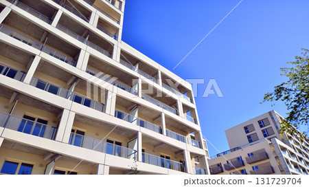 New modern block of flat, condo architecture. Residential apartment flat Luxury house complex. City real estate property, New modern block of flat, condo architecture. Residential apartment flat Luxury house complex. City real estate property, 131729704