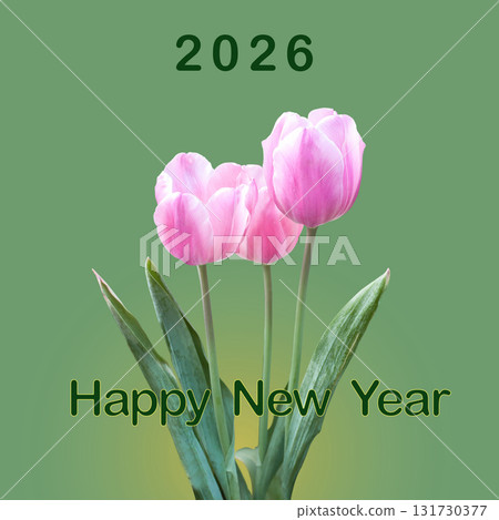2026 happy new Year text on flowers background. 131730377