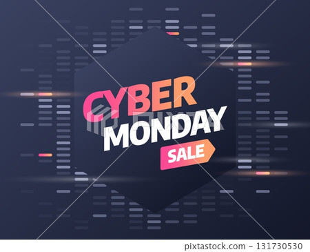 Cyber Monday, discount sale concept. Inscription design template. Cyber Monday banner. Vector illustration. 131730530