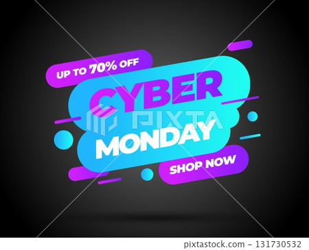 Cyber Monday, discount sale concept. Inscription design template. Cyber Monday banner. Vector illustration. 131730532