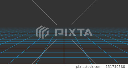 Futuristic 3d laser grid perspective. Abstract wireframe hallway in cyberspace. Virtual reality digital room with geometric mesh pattern. Modern technology vector design isolated on dark background Futuristic 3d laser grid perspective. Abstract wireframe hallway in cyberspace. Virtual reality digital room with geometric mesh pattern. Modern technology vector design isolated on dark background 131730588