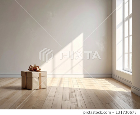 A modern interior with gift boxes standing there. 131730675