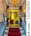 Elegant Hallway with Red Carpet and Pampas Decor 131730707