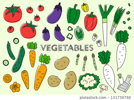Vegetable hand drawn illustration set 131730788