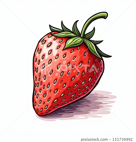 Illustration of red strawberry with a green leaf on top 131730992