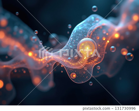 A blurry image of a glowing, glowing, orange and blue blob 131730996