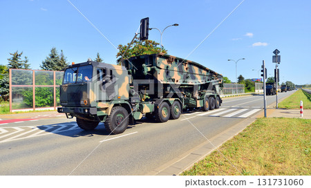 Warsaw, Poland. 15 August 2025. Polish army military convoy. Wheeled armored vehicles drive on highway. Warsaw, Poland. 15 August 2025. Polish army military convoy. Wheeled armored vehicles drive on highway. 131731060