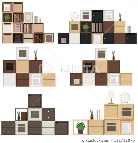 Cube Box with Flap Doors | Freely combinable storage furniture and interior storage design materials 131731070