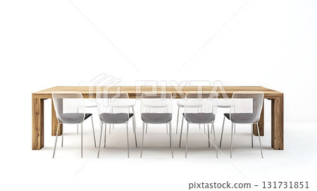A long wooden table with six chairs around it A long wooden table with six chairs around it 131731851