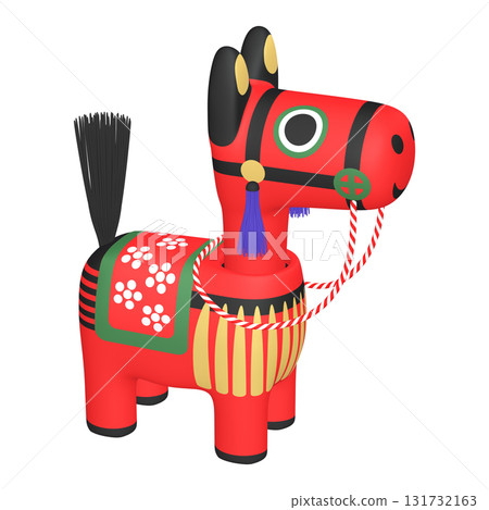 Illustration material of the zodiac: Year of the Horse, Horse bobblehead doll (1_7) Red 131732163