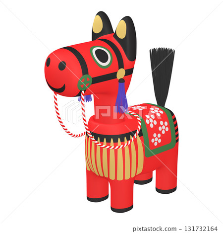 Illustration material of the zodiac: Year of the Horse, Horse bobblehead doll (1_8) Red 131732164