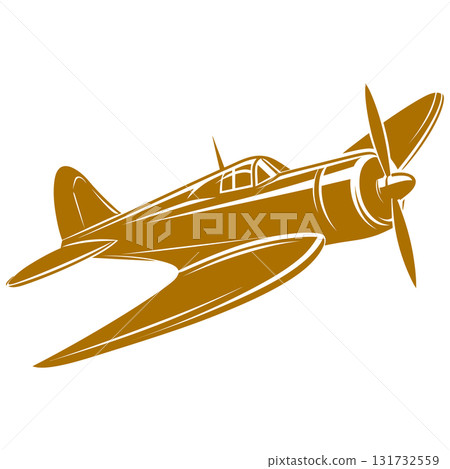 Vintage Radial Engine Trainer Plane Clipart High Detail Icon on Transparent Background 131732559