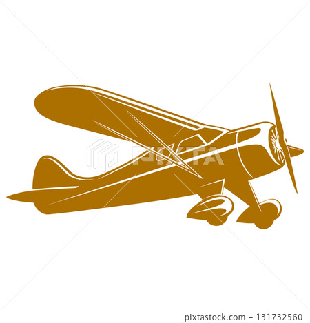 Vintage Retro Taildragger Prop Aircraft Icon High Detail Design Clipart with Transparent Background 131732560