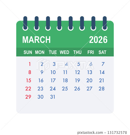 March 2026 calendar planning schedule icon managing dates 131732578
