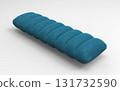 Blue fuzzy inflatable pillow mattress with soft segmented surface on white background 131732590