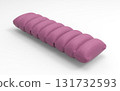 Purple textile inflatable pillow mattress with soft segmented design isolated on white background 131732593