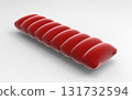 Red velvet inflatable pillow mattress with segmented pattern on white background 131732594