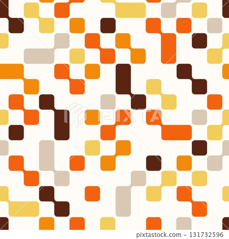 Trendy abstract seamless background. Orange, gray and yellow flat squares on white background. 131732596