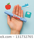 Weight management concept with medical pen and symbols 131732765