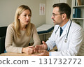 Middle-aged woman consulting doctor in medical office 131732772