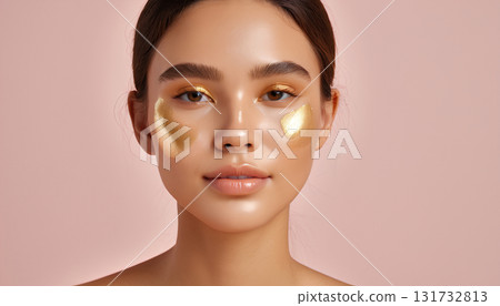 beautiful young woman with clean skin of the face 131732813