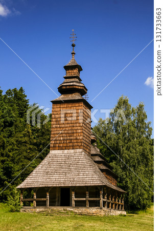 Old wooden church in the village 131733663