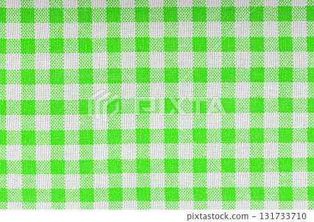 Green and white checkered, pattern, design, cotton fabric for sewing, texture background Green and white checkered, pattern, design, cotton fabric for sewing, texture background 131733710