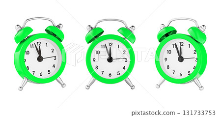classic watch, pointer clock, green color alarm watch on isolated white background classic watch, pointer clock, green color alarm watch on isolated white background 131733753