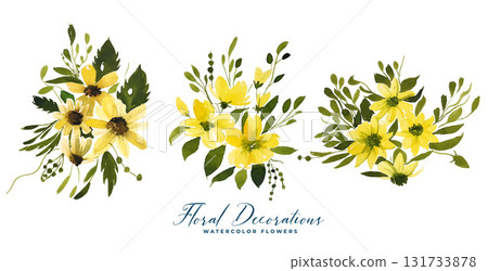 set of hand painted botanical floral element background design 131733878