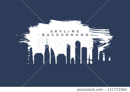 modern skyscrapers building banner in brush stoke style 131733960