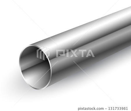 realistic stainless steel pipeline background for pvc or plumbing 131733981