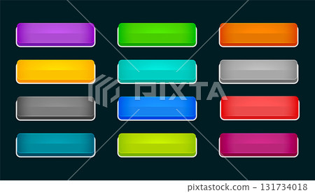 3d style rectangle shape web button icons in collection 131734018