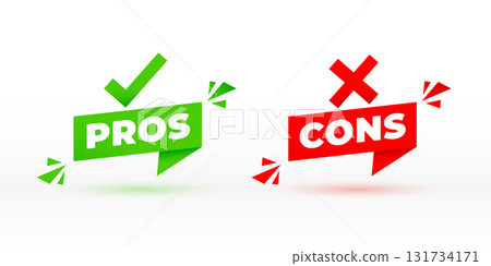 pros and cons sign badge with shadow effect pros and cons sign badge with shadow effect 131734171