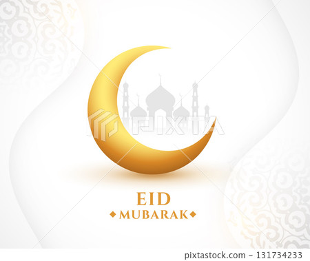 eid mubarak islamic festival background with golden moon design 131734233