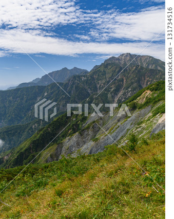 The shape of Mt. Goryu seen from Mt. Karamatsu and Happo Ridge 131734516