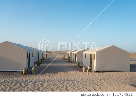 Camp for tourists in the middle of desert. Sahara, Tunisia 131734531