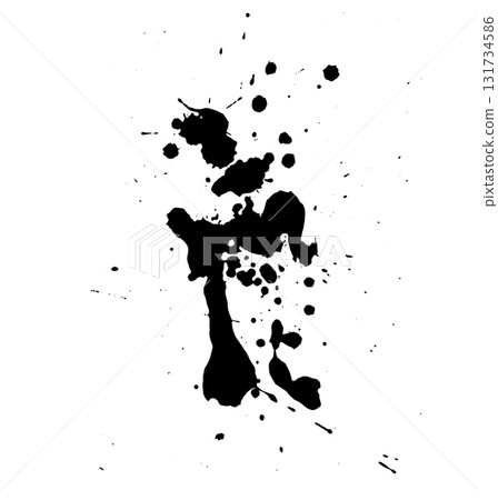 Splatter Paint Texture . Black Spray Blot of Ink. Place illustration Over any Object to Create Grungy Effect . hand drawn. Not AI, Vector 131734586